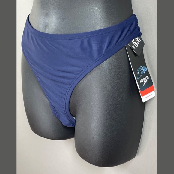 NEW Speedo Bikini Bottoms Womens Large blue gray solid swim beach - Picture 2 of 11